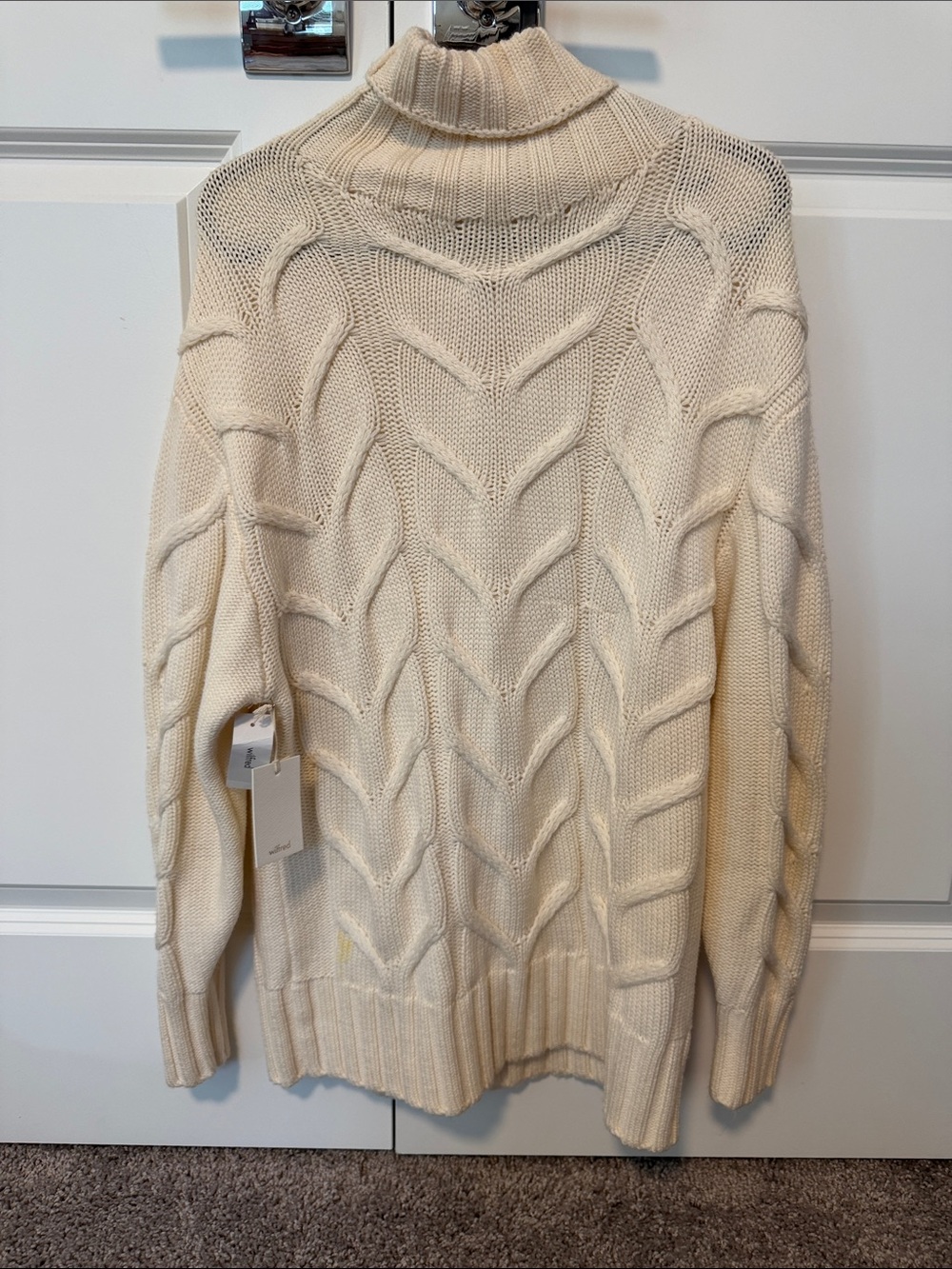 Wilfred Cream Cable Knit Turtleneck Sweater